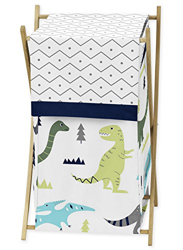 Product Cover Sweet Jojo Designs Baby Children Kids Clothes Laundry Hamper for Blue and Green Modern Dinosaur Bedding Set