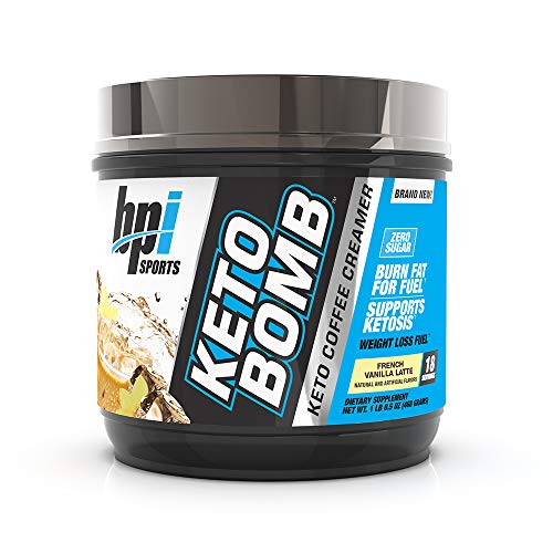 Product Cover BPI Sports Keto Bomb - Ketogenic Coffee Creamer - Supports Weight Loss, Energy, Hydration, Performance - Contains MCTs & Electrolytes - Zero Sugar - French Vanilla Latte - 18 Servings - 16.5 oz.