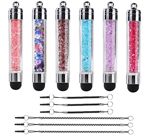 Product Cover 6 Pack XRONG Colors Crystal Capacitive Mini Stylus Universal Touch Screen Pen for iPhone 5s 6s, Samsung Galaxy s5 s4 s3, Android, Smartphones, iPad, iPods, S10,S10+,S10e,S9,S9P,Note9,XR,XS MAX，Oppo