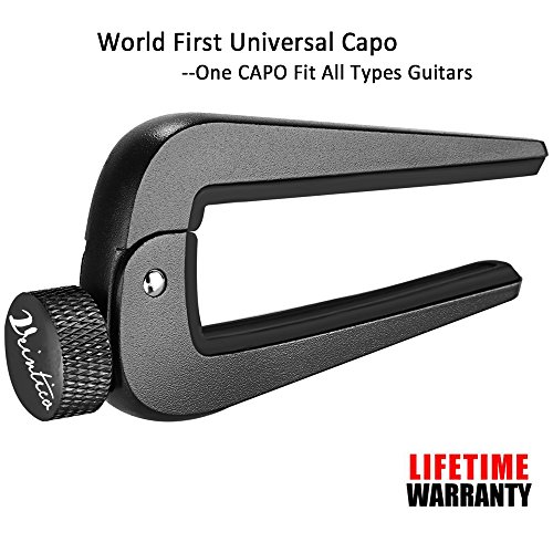 Product Cover WINGO Wide Guitar Capo Fit for 6 and 12 String Acoustic Classical Electric Guitar,Bass,Mandolin,Banjos,Ukulele All Types String Instrument, Black