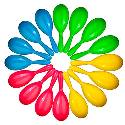 Product Cover Neliblu Add Life to The Party, 24 Neon Maracas, Bright and Colorful Party Favors, Noisemaker for New Years Party, Neon Maracas - for Mexican Fiesta, or Classroom Musical Instrument, 1 Dozen Pairs
