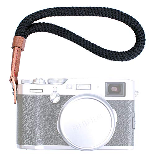 Product Cover VKO Black Cotton Camera Hand Wrist Strap Compatible for Fujifilm X-T30 X-T3 X-T20 X-T2 X70 X-Pro2 X-E3 X30 XQ2 X100F A6100 A6600 A6400 A6000 A6300 A6500 A5100 RXIR II Cameras Adjustable Safety Strap