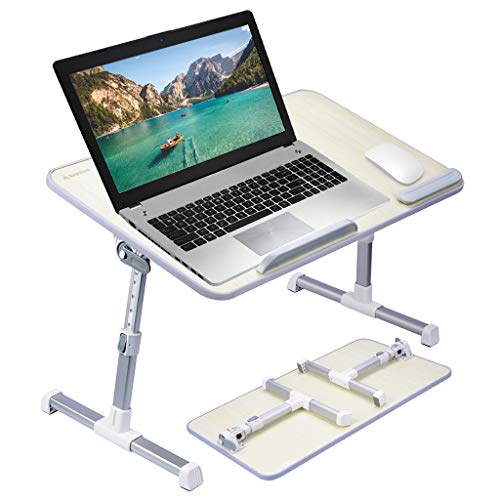 Product Cover [Large Size] Neetto Height Adjustable Laptop Bed Desk, Portable Laptop Table Standing Desk, Sofa Breakfast Tray with Foldable Legs, Notebook Stand Reading Holder for Couch Floor Kids - Honeydew