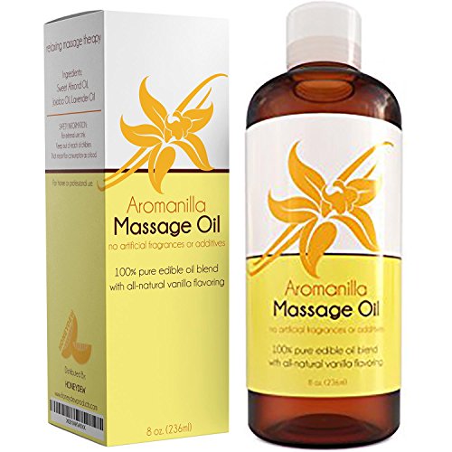 Product Cover Aromatherapy Vanilla Massage Oil for Men & Women - Sensual Massage Oil Edible Body Oil with Jojoba & Sweet Almond Oil - Coconut Oil for Dry Skin with Vitamin E - Anti-aging Skin Care for Smooth Skin