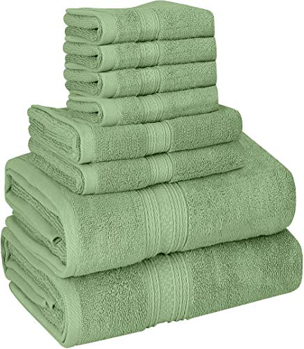 Product Cover Utopia Towels 8 Piece Towel Set, 700 GSM, 2 Bath Towels, 2 Hand Towels and 4 Washcloths, Sage Green