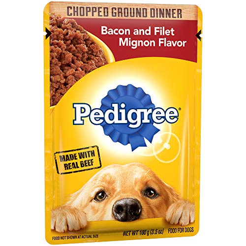 Product Cover PEDIGREE Adult Wet Dog Food Chopped Ground Dinner Bacon and Filet Mignon Flavor, (16) 3.5 oz. Pouches