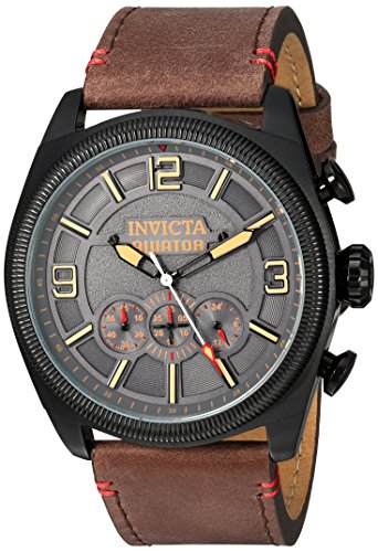 Product Cover Invicta Men's Aviator Stainless Steel Quartz Watch with Leather-Calfskin Strap, Brown, 26 (Model: 22988)