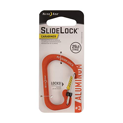 Product Cover Nite Ize Size-3 S-Biner SlideLock Carabiner, Locking Carabiner Key Chain, Aluminum, Orange