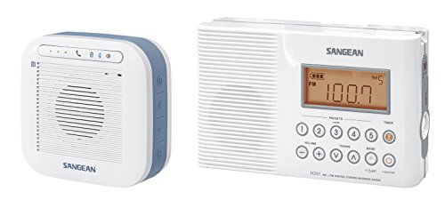 Product Cover Sangean H201P Portable Waterproof Bluetooth Speaker and Waterproof/Shower Radio, White