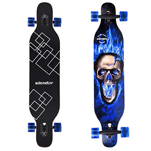 Product Cover Slendor Longboard Skateboard 42 inch Drop Through Deck Complete Maple Cruiser Freestyle, Camber Concave