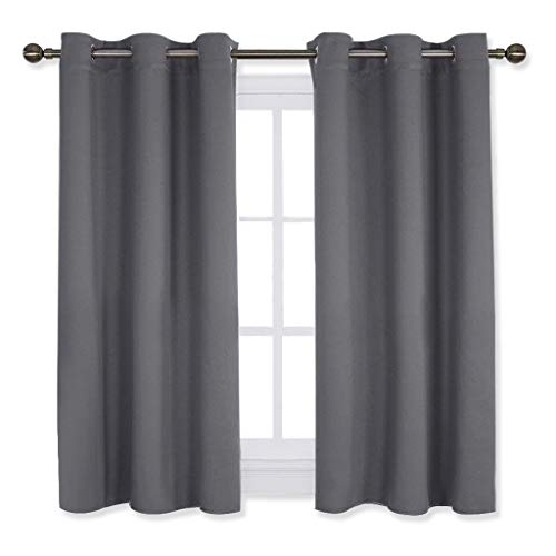 Product Cover NICETOWN Bedroom Curtains Blackout Drapery Panels, Three Pass Microfiber Thermal Insulated Solid Ring Top Blackout Window Curtains/Drapes (Two Panels,42 x 54 Inch,Gray)