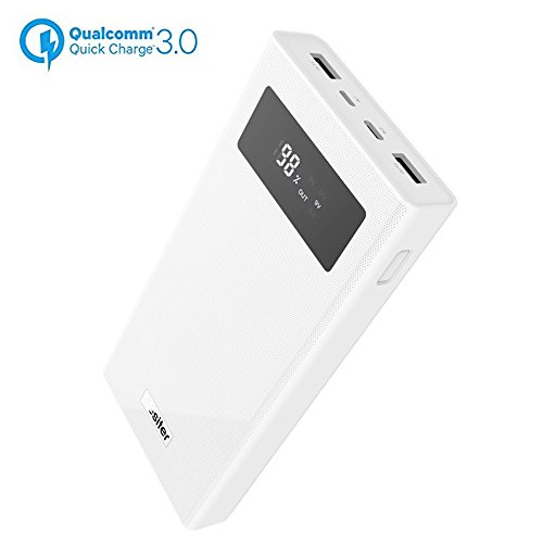 Product Cover 20000mAh Portable Charger,Quick Charge 3.0 Dual Input Output Typec-C Port with LCD Display High Capacity Power Bank,External Battery Pack for iPhone, Samsug,Android and More (White)