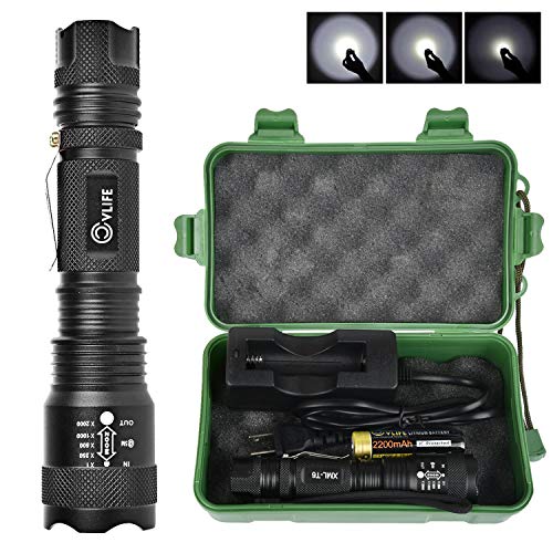 Product Cover CVLIFE Tactical Flashlight LED Light 5 Modes Zoomable Water Resistant Handheld Mini Torch with Belt Clip, Best Camping Outdoor Emergency Flashlights, Rechargeable 18650 Battery Included