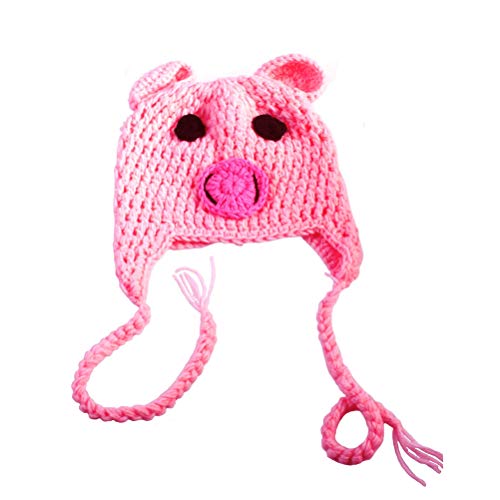 Product Cover PIXNOR Baby Infant Toddler Knit Pig Cartoon Hat Photo Pro Cap