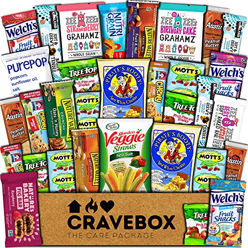 Product Cover CraveBox Healthy Care Package (30 Count) Natural Bars Nuts Fruit Health Nutritious Snacks Variety Gift Box Pack Assortment Basket Bundle Mix Sample College Student Office Fall Back to School Halloween