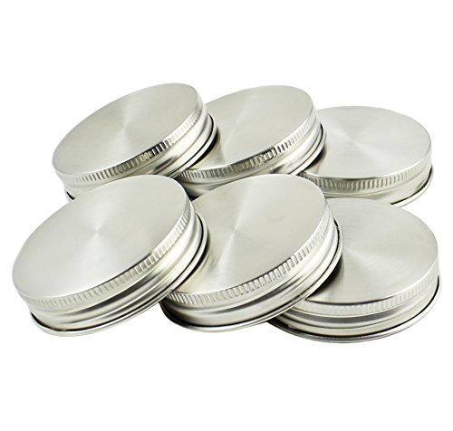 Product Cover Zoie + Chloe Stainless Steel Mason Jar Lids with Silicone Seals (6 Pack + 6 Bonus Replacement Seals) - Regular Size