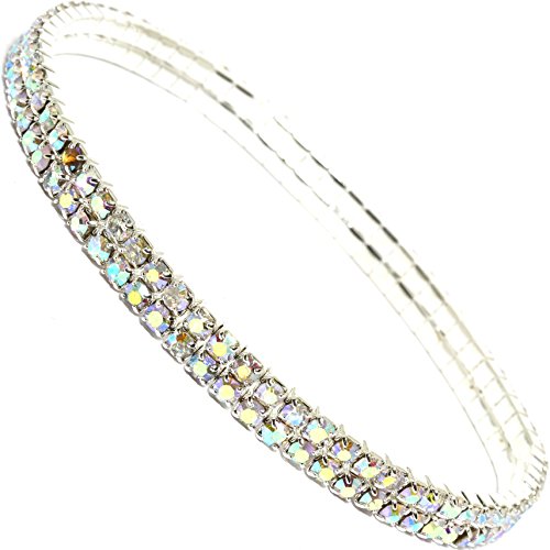 Product Cover AnsonsImages Stretch Anklet Bracelet Double Line Aurora Borealis Colored Rhinestones