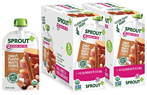 Product Cover Sprout Organic Stage 2 Baby Food Pouches, Sweet Potato White Bean w/ Cinnamon, 4 Ounce (Pack of 10)