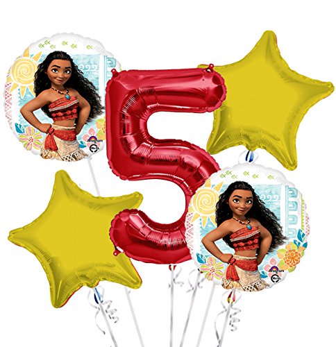 Product Cover Moana Balloon Bouquet 5th Birthday 5 pcs - Party Supplies