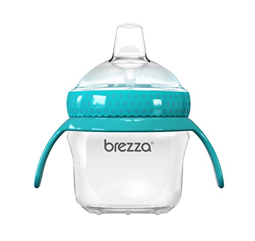 Product Cover Baby Brezza Transition Sippy Cup with Handles - Leak & Spill Proof - Soft Silicone Spout, BPA Free, Wide Mouth for Easy Cleaning - Great Transitional Cup for Infants and Toddlers - 5 Ounce - Blue