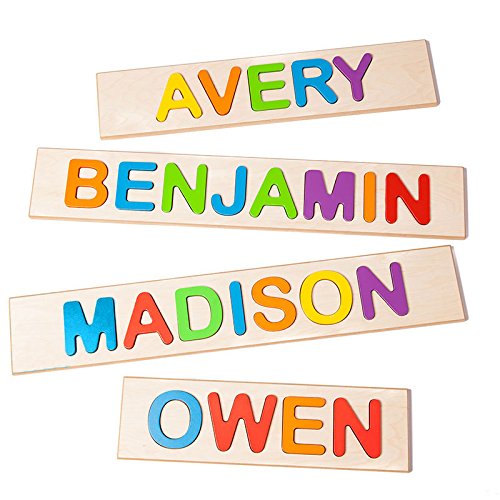 Product Cover Fat Brain Toys Wooden Personalized Name Puzzle - Flat Rate up to 9 Letters Early Learning Toys for Babies