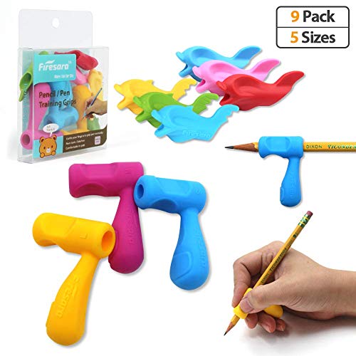Product Cover Pencil Grips,Firesara Silicone Ergonomic Writing Aid Dolphin and Handle Style Pencils Training Grip Holder for Kids Students Kindergarten Adults Right Handed The Aged Disabled Hands (9pcs)