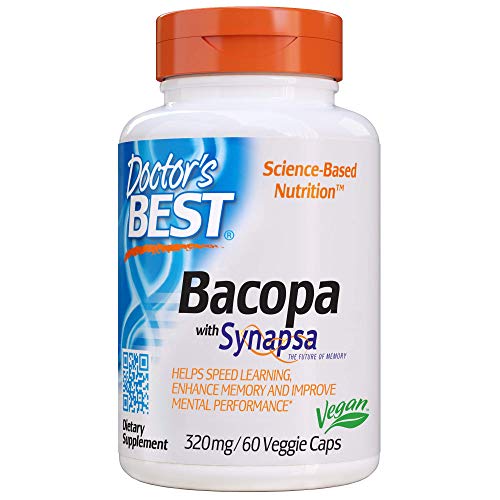Product Cover Doctor's Best Bacopa with Synapsa, Non-GMO, Vegan, Gluten Free, Soy Free, Helps Enhance Memory, 320 mg, 60 Veggie Caps
