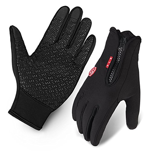 Product Cover Cycling Gloves, Waterproof Touchscreen in Winter Outdoor Bike Gloves Adjustable Size- Black (Medium)