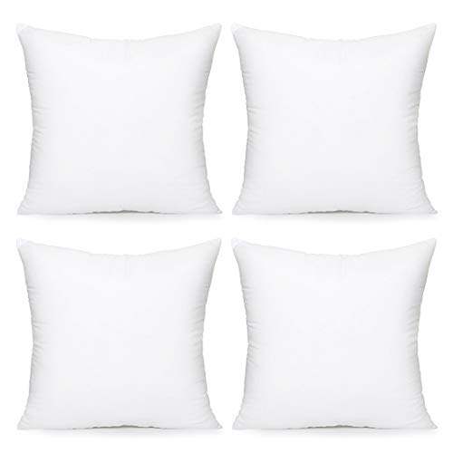 Product Cover Acanva Throw Pillow Inserts Decorative Stuffer Soft Hypoallergenic Polyester Couch Square Form Euro Sham Cushion Filler, 18