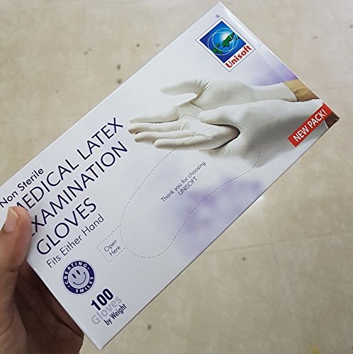 Product Cover Careway Latex Medical Examination Disposable Hand Gloves, White, Medium, 100 Piece