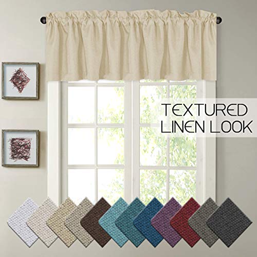 Product Cover H.VERSAILTEX Thermal Insulated Rich Linen Curtain Valance for Living Room/Kitchen/Bedroom, Primitive Linen Valances Rod Pocket Matches with Panels - 52