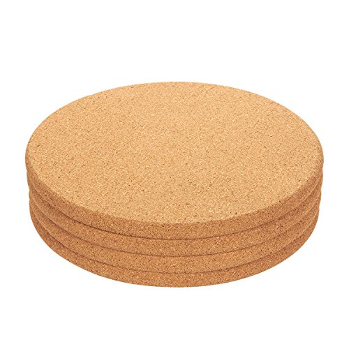 Product Cover Juvale 4-Pack Cork Trivet Set - Round Corkboard Placemats Kitchen Hot Pads for Hot Pots, Pans, and Kettles, 9 x 9 x 0.5 Inches
