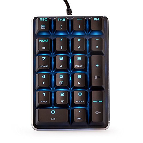 Product Cover Mechanical Numeric Keypad GATERON Brown Switch Wired Ice Blue Backlight Gaming Keypad 21 Keys Mini Numpad Portable Keypad Extended Layout Black Magicforce by Qisan