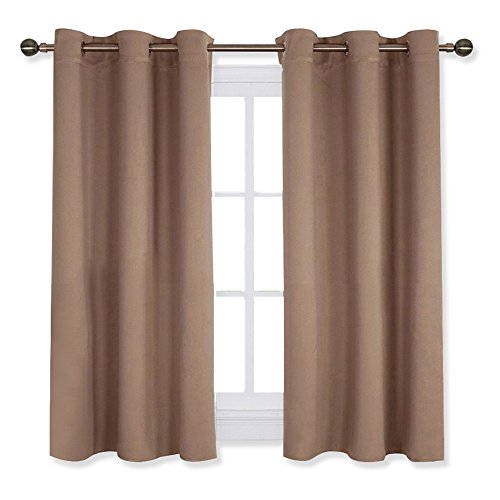 Product Cover NICETOWN Blackout Window Curtains and Drapes for Kitchen, Window Treatment Thermal Insulated Solid Grommet Blackout Drapery Panels (Set of 2 Panels,42 by 45 Inch,Cappuccino)