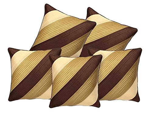 Product Cover Decor Studioz Geometric Design Synthetic Cushion Cover(16x20-inches, Set of 5) - Brown and Gold