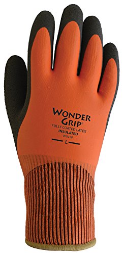 Product Cover LFS WG338L Insulated Double-Dipped Incredibly Comfortable Work Gloves Latex Coated Water Resistance Black Palm, Large, Large