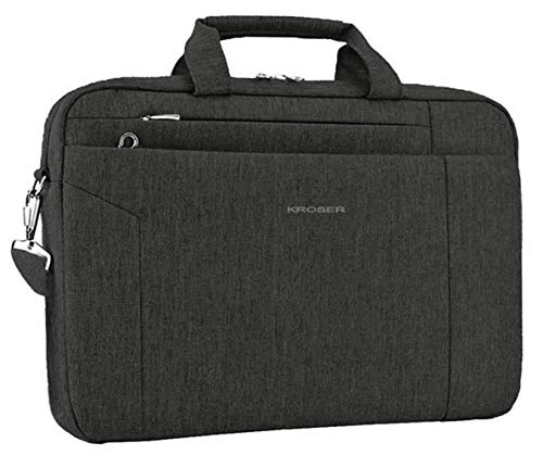Product Cover KROSER Laptop Bag 15.6 Inch Briefcase Shoulder Messenger Bag Water Repellent Laptop Bag Satchel Tablet Bussiness Carrying Handbag Laptop Sleeve for Women and Men-Charcoal Black