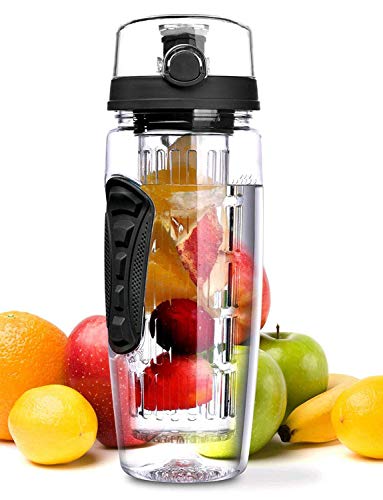 Product Cover OMorc 32 OZ Sport Fruit Infuser Water Bottle, Flip Top Lid & Dual Anti-slip Grips, BPA Free Infuser Water Bottle, Free Recipes and A Cleaning Brush Gifts, Ideal for Your Office and Home