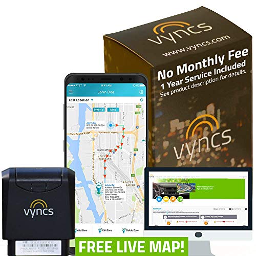 Product Cover VyncsPro GPS Tracker No Monthly Fee 3G OBD Car Tracker Real Time GPS 1 Year Data Plan Included 60 Seconds GPS, Live Map, Teen Unsafe Driving Alert, Car Health, Recall, Fuel Report (Grey)