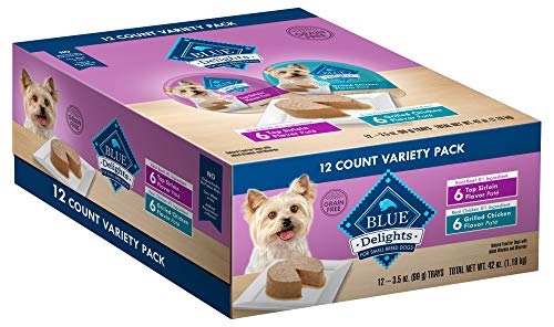 Product Cover Blue Buffalo Divine Delights Natural Adult Small Breed Wet Dog Food Cups Variety Pack, Top Sirloin Flavor in Savory Juice and Grilled Chicken Flavor in Savory Juice 3.5-oz (12pack- 6 of each flavor)