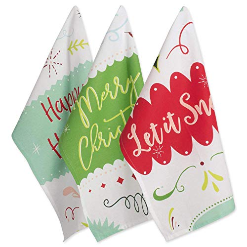 Product Cover DII 100% Cotton 18x28 Christmas Holiday Dish Towels Set of 3-Winter Wishes