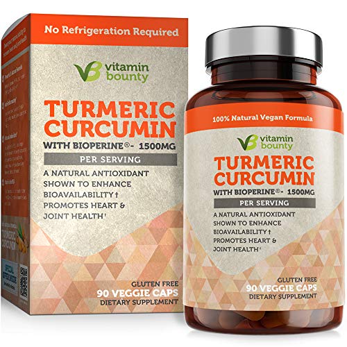 Product Cover Vitamin Bounty Turmeric Curcumin Supplement 1500mg - with Bioperine, 95% Standardized Curcuminoids - All Natural Joint Pain Relief & Anti-Inflammatory
