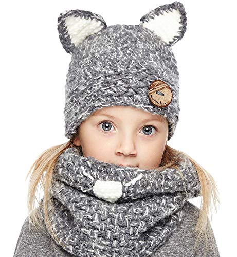 Product Cover Sumolux Winter Kids Warm Cat Animal Hats Knitted Coif Hood Scarf Beanies for Autumn Winter