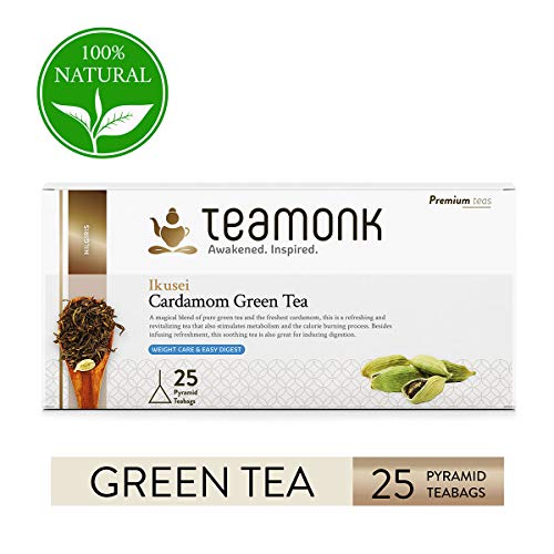 Product Cover Teamonk Ikusei Nilgiri Cardamom Green Tea Bags - 25 Teabags | Weight Loss Tea | Slimming Tea | Helps Improve Digestion | Natural Cardamom Tea | No Additives