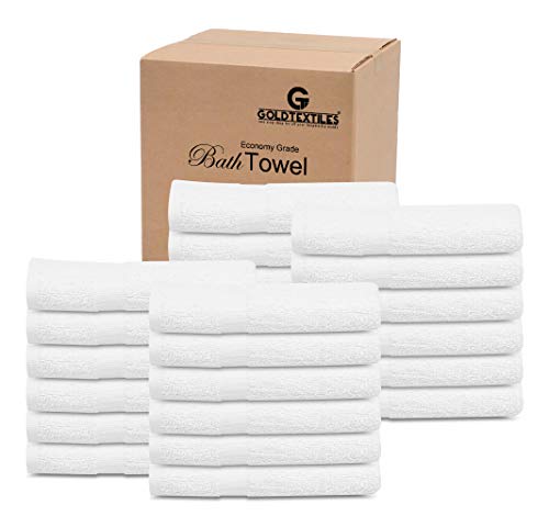 Product Cover GOLD TEXTILES (5 Dozen) 60 PCS New White 20X40 100% Cotton Economy Bath Towels Soft & Quick Dry