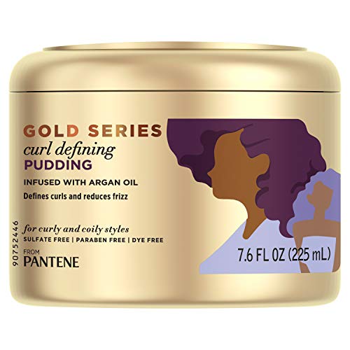 Product Cover Pantene, Hair Cream Treatment, Sulfate Free Curl Defining Pudding, Pro-V Gold Series, for Natural and Curly Textured Hair, 7.6 fl oz