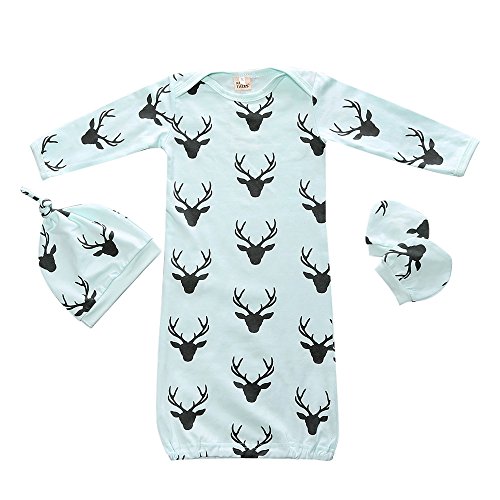 Product Cover KIDS TALES Baby Sleepbag Wearable Blanket Deer Sleeping Gown No Scratch Mittens Hat 3pcs Blue