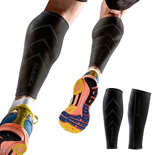 Product Cover Emerge Calf Compression Sleeve for Men & Women - Leg & Shin Splint Compression Sleeves for Runners, Shin Splints & Blood Circulation