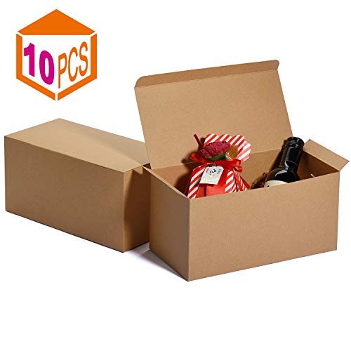 Product Cover MESHA Groomsmen Gift Boxes 9x4.5x4.5 Inch Gift Boxes Bulk Gift Boxes with Lids Brown Kraft Paper Boxes Easy Assemble Boxes for Wrapping Gifts (Brown-10Pcs)
