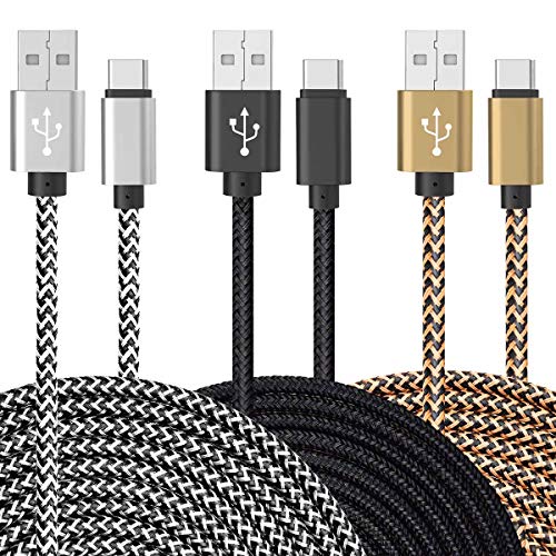 Product Cover USB C Cable, UNISAME 3 Pack 10Ft Rugged Bold Braided USB Type C 3.1 to USB 2.0 Data Charging Cable Reversible Connector for Galaxy S10 S9 S8 Note 10 9 8 LG G7 G6 V40 V35 Pixel 3 XL Oneplus 6T 7